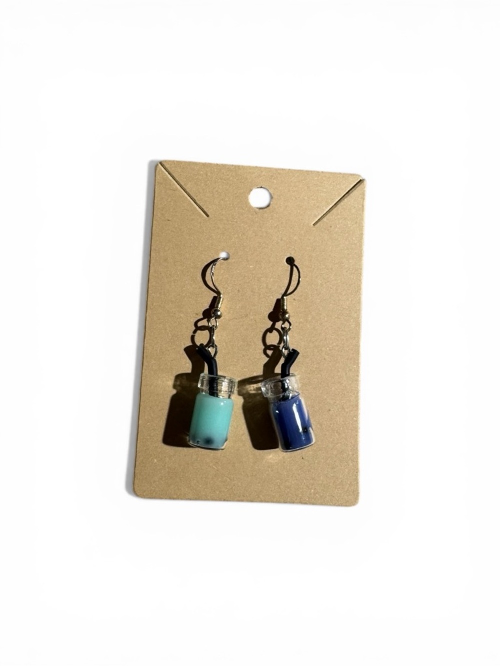 Hand Crafted Teal and Blue Jar Dangle Earrings
